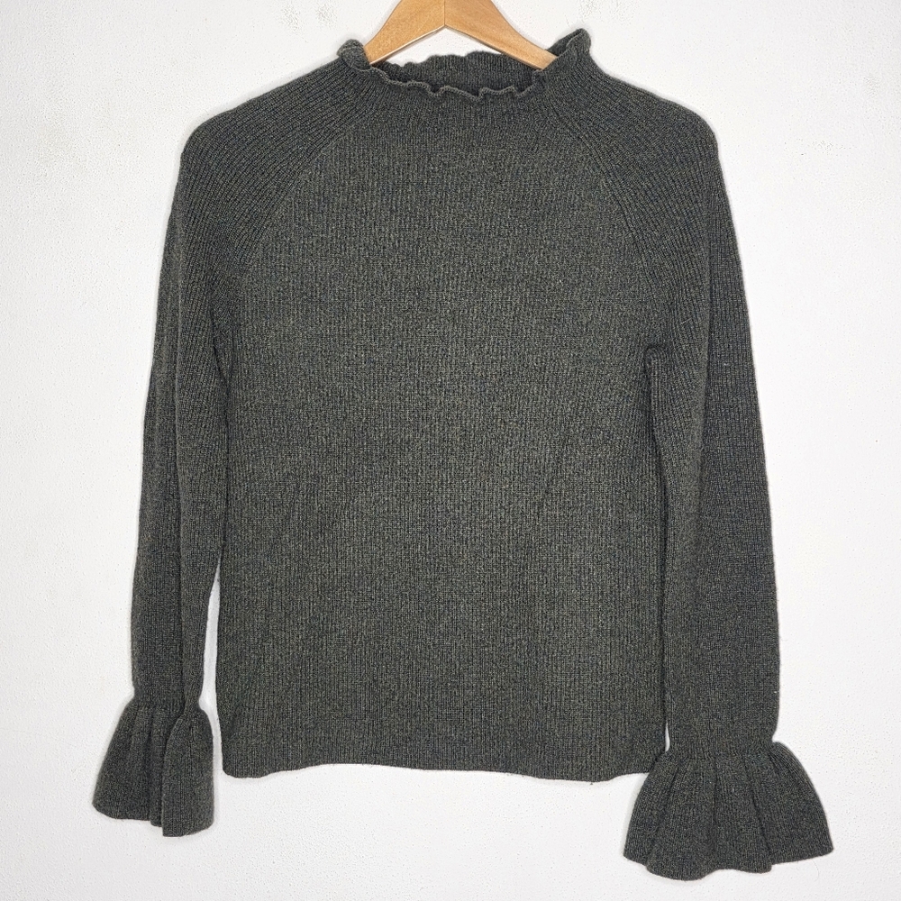 Banana Republic Ruffle Sleeve Wool / Cashmere Blend Green Top Women's Small S